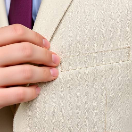 A close-up of skilled hands meticulously sewing a buttonhole by hand on a fine suit jacket.