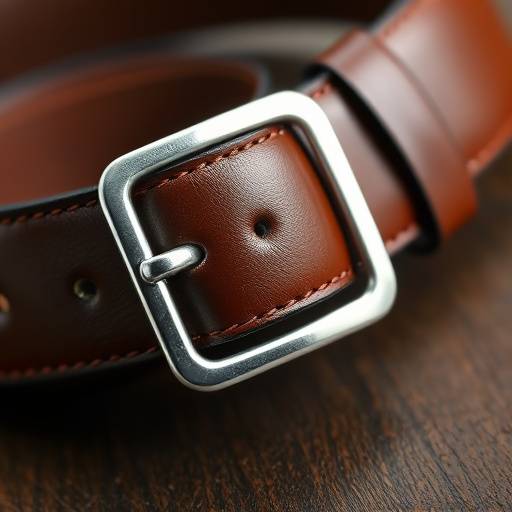 A polished leather belt with a distinguished silver buckle.