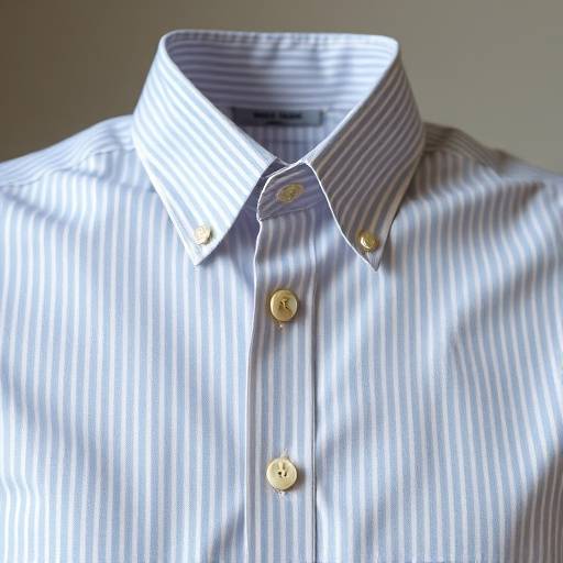 An elegant executive shirt with fine pinstripes, a crisp collar, and mother-of-pearl buttons.
