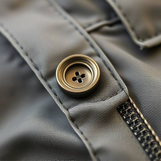 Close-up of a high-quality trouser button and fly zipper detail