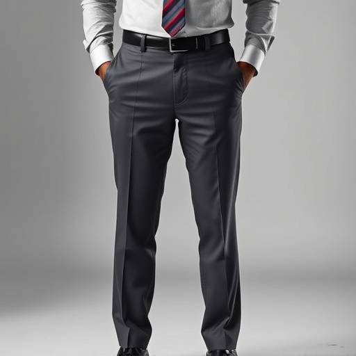 Man wearing perfectly fitted flat-front business trousers